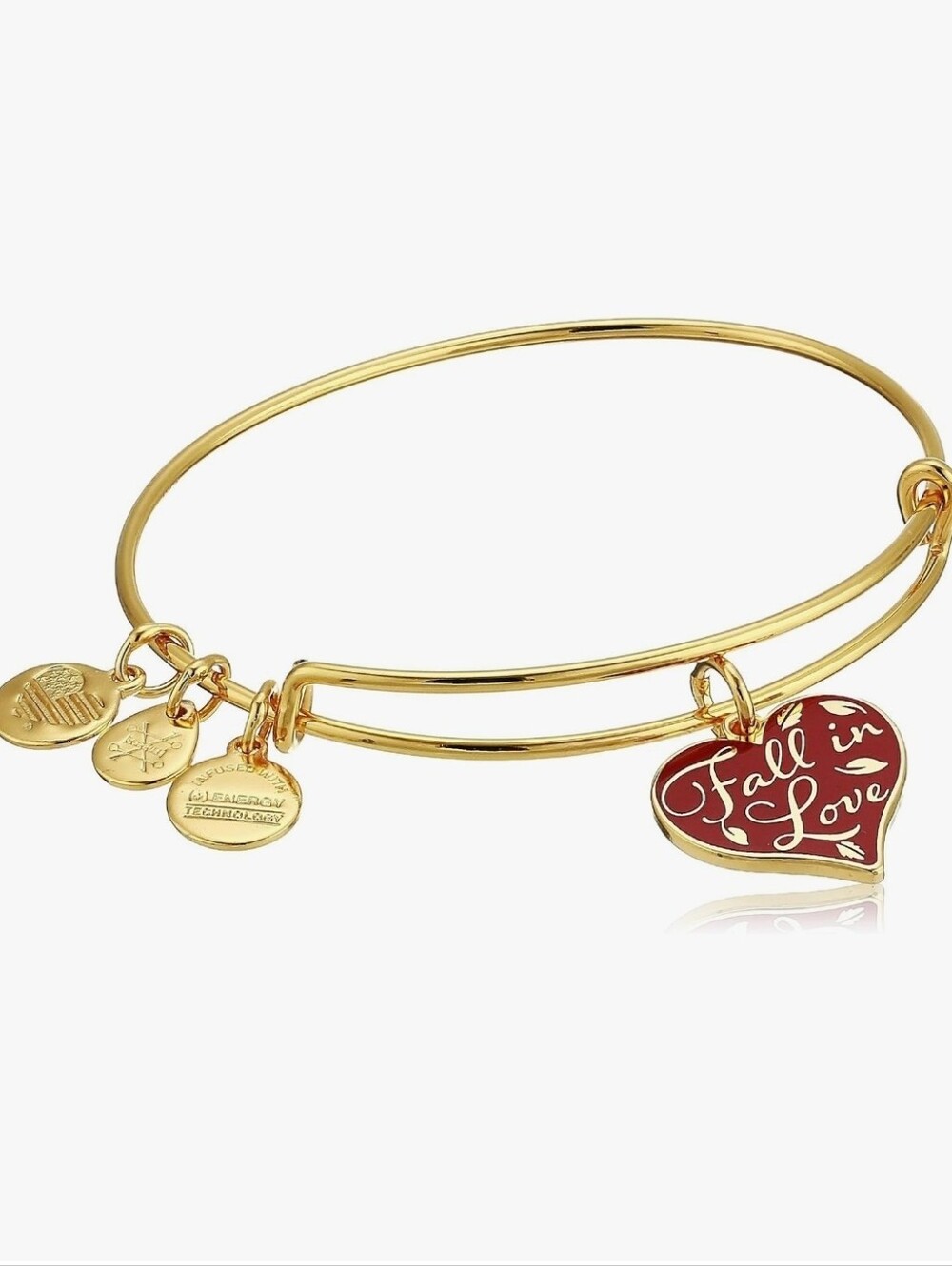 ALEX AND ANI NWT "Fall in Love" Gold Tone Heart Charm Bangle